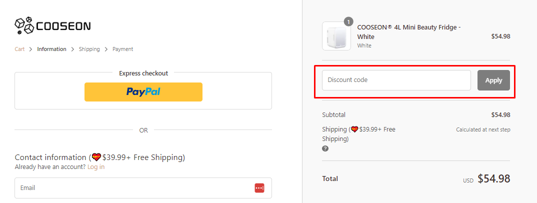 How do I use my COOSEON discount code?
