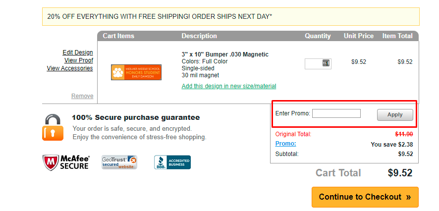How do I use my Build A Sign discount code?
