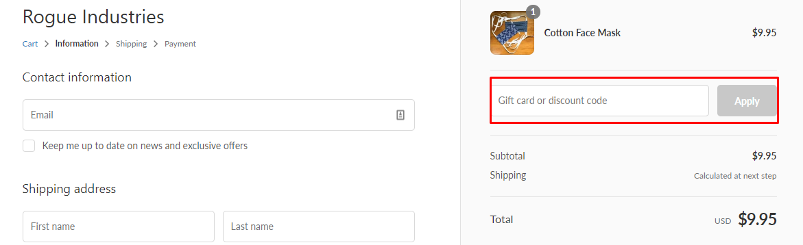 How do I use my Rogue Industries discount code?