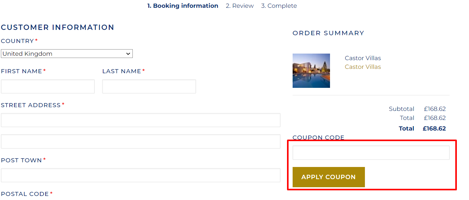 How do I use my SPL Villas coupon code?