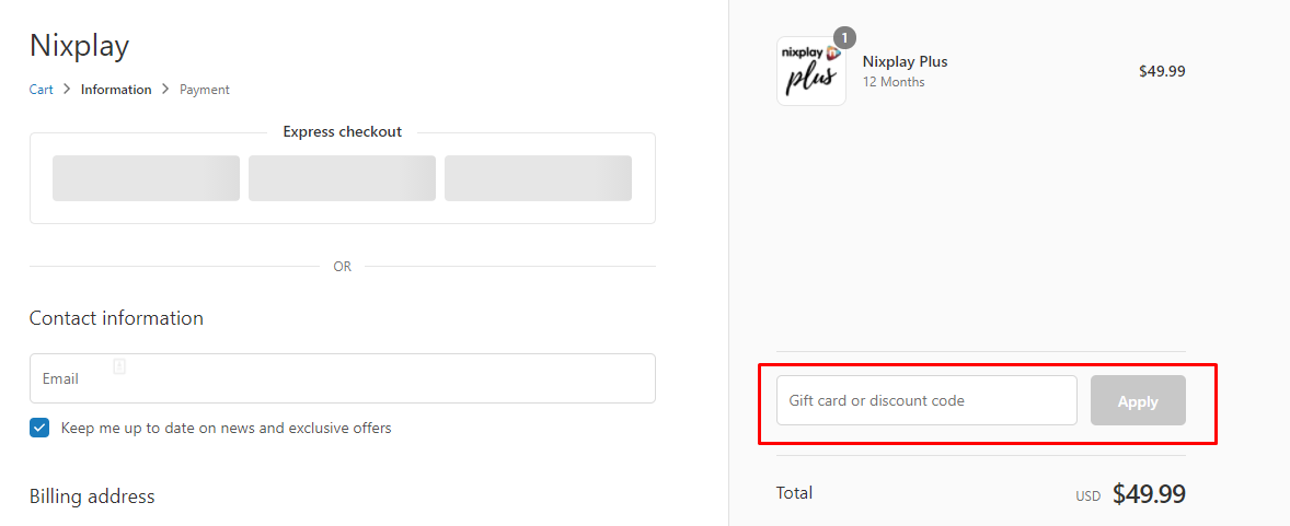 How do I use my Nixplay discount code?