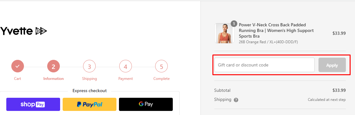 How do I use my Yvette discount code?