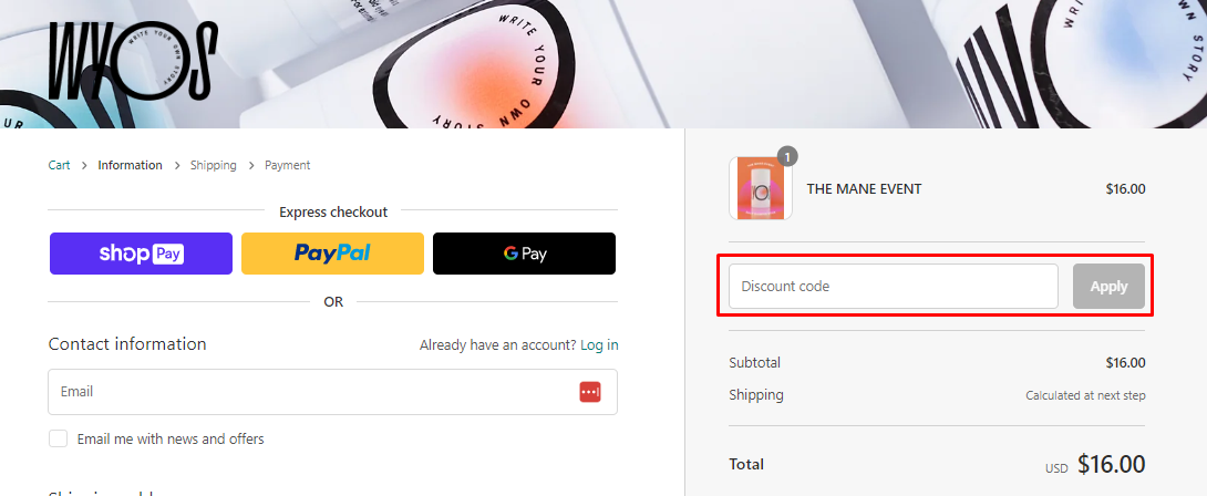How do I use my WYOS discount code?