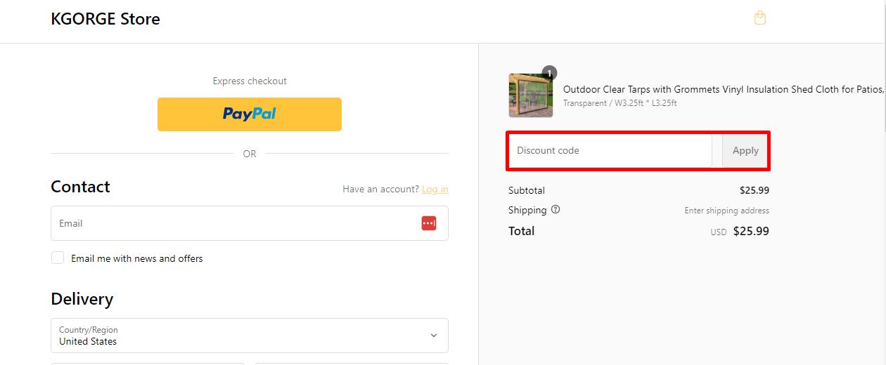 How do I use my KGORGE discount code?