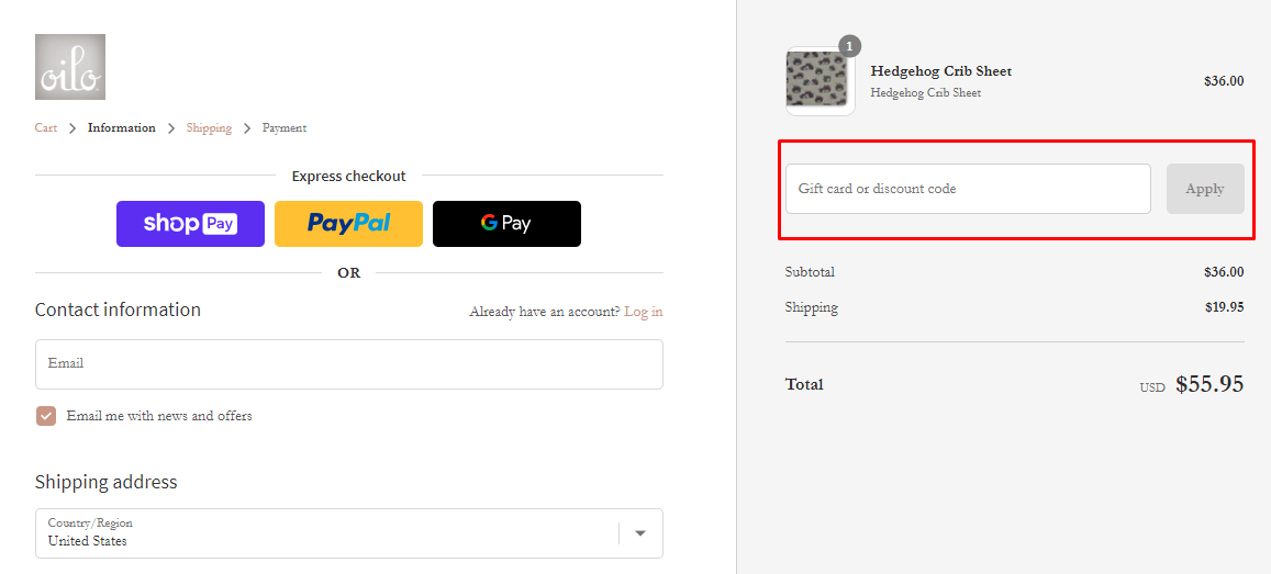 How do I use my Oilo discount code?