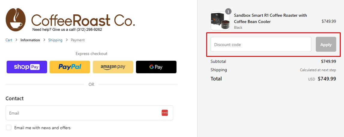 How do I use my CoffeeRoast Co. discount code?