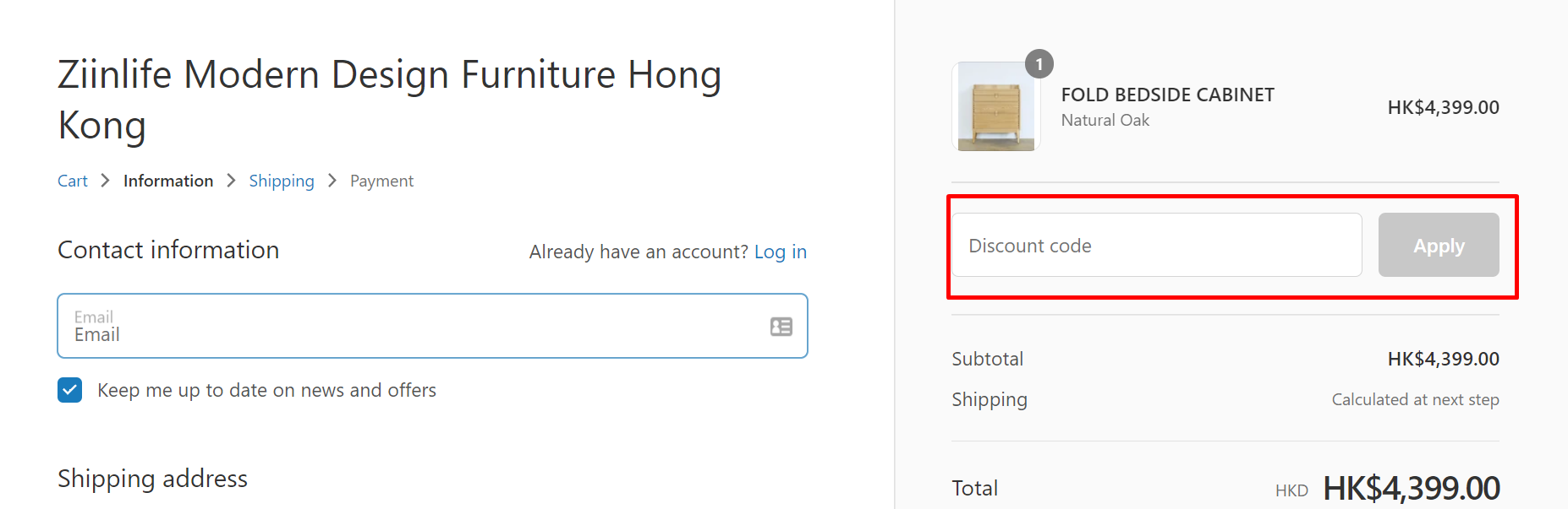 How do I use my Ziinlife Furniture discount code?