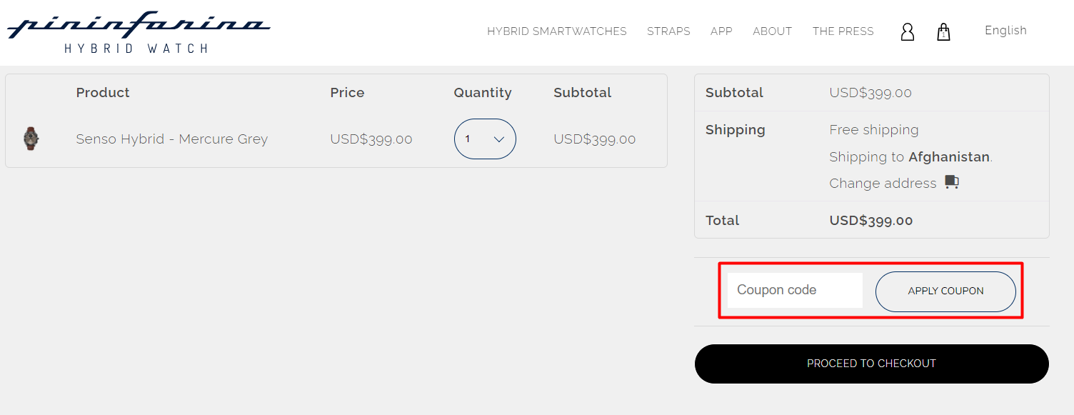 How do I use my Pininfarina Hybrid Watch coupon code?