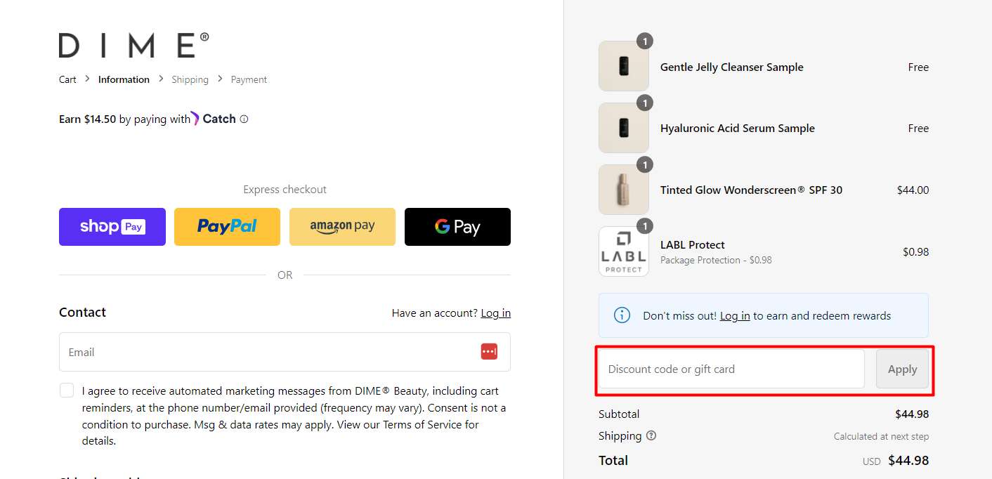 How do I use my DIME Beauty discount code?