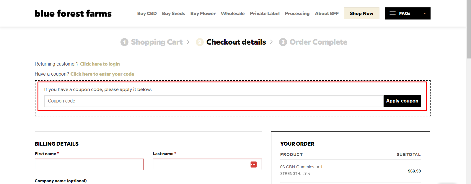How do I use my Blue Forest Farms coupon code?