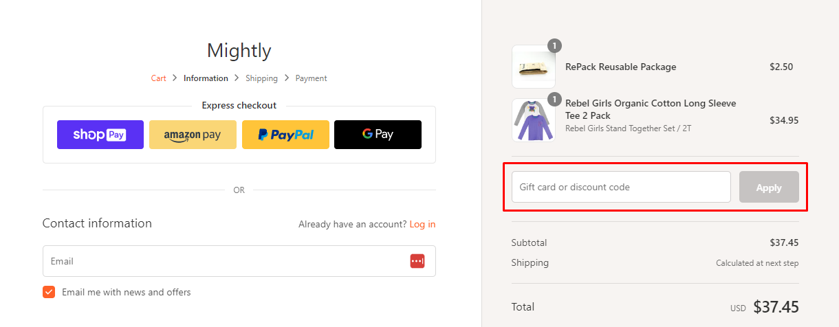 How do I use my Mightly discount code?