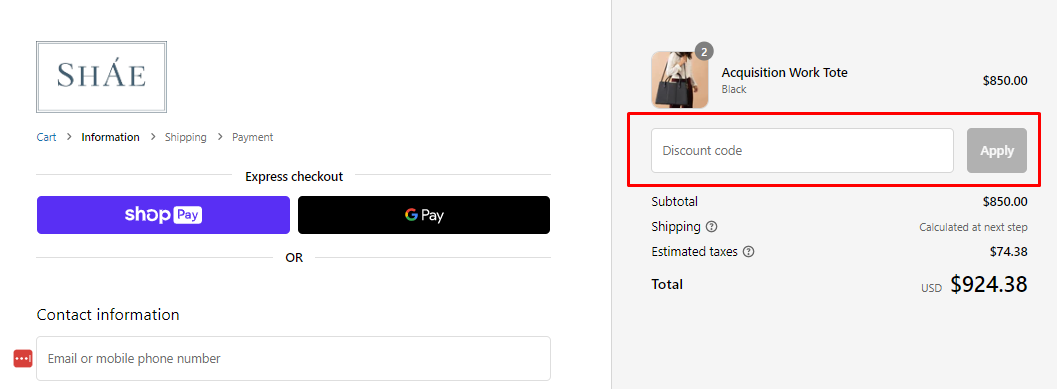 How do I use my SHAE discount code?