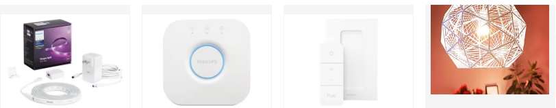 Lenovo smart lighting options displayed for customers with white backgrounds