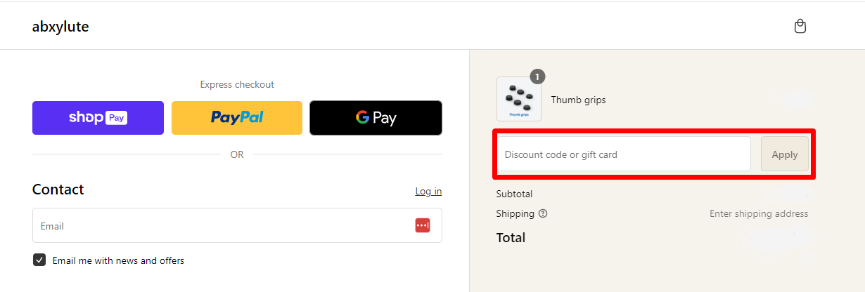 How do I use my abxylute discount code?