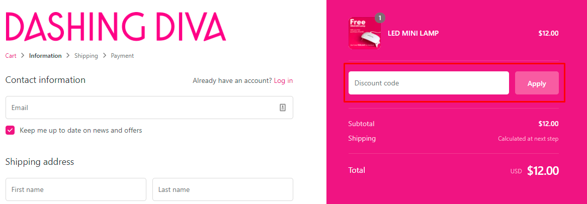 How do I use my Dashing Diva discount code?