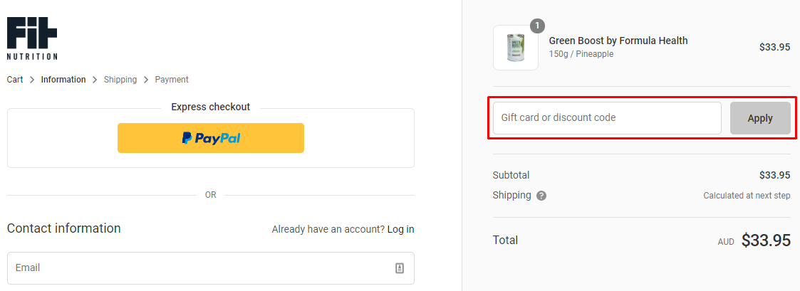 How do I use my Fit Nutrition discount code?