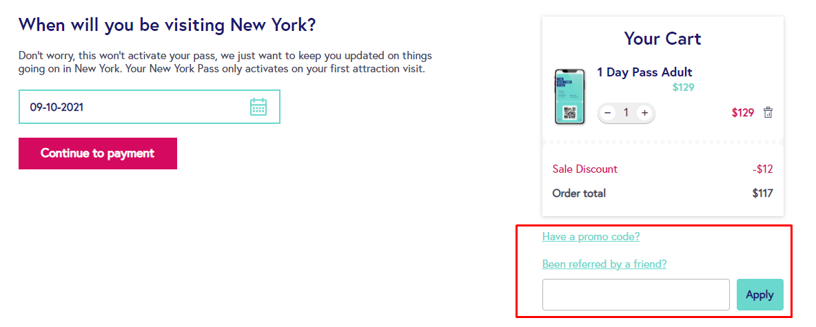 How do I use my NewYorkPass promo code?