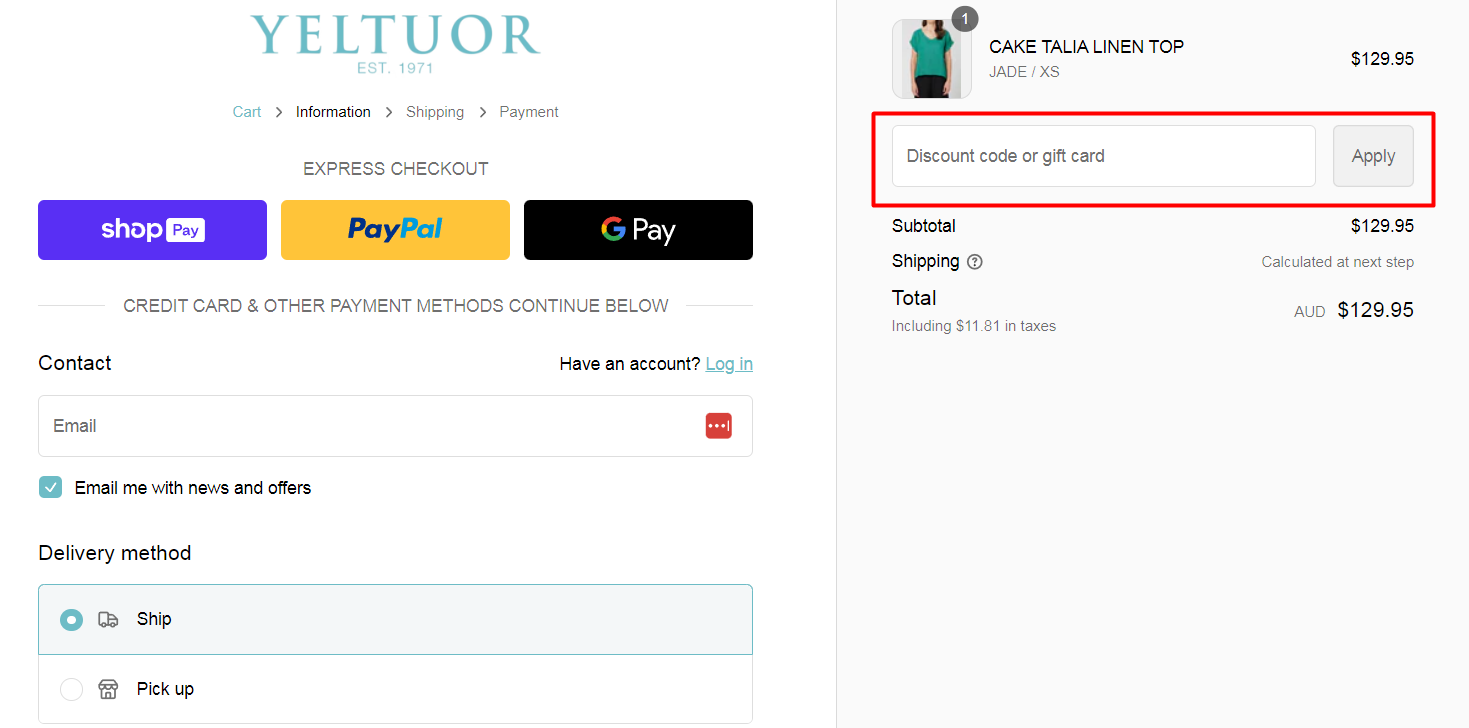 How do I use my YELTUOR discount code?