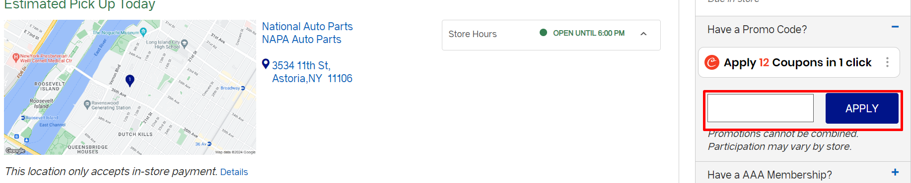 How do I use my NAPA promo code?