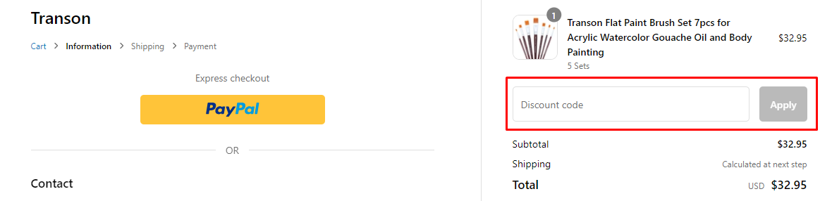 How do I use my Transon discount code?