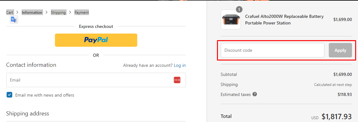 How do I use my Crafuel discount code?