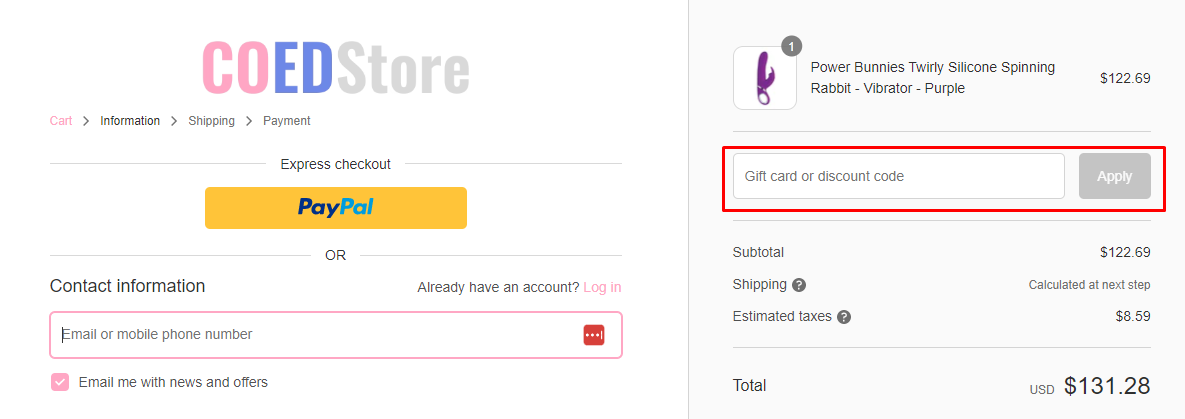How do I use my COED Store discount code?