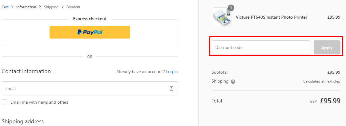 How do I use my Victure discount code?