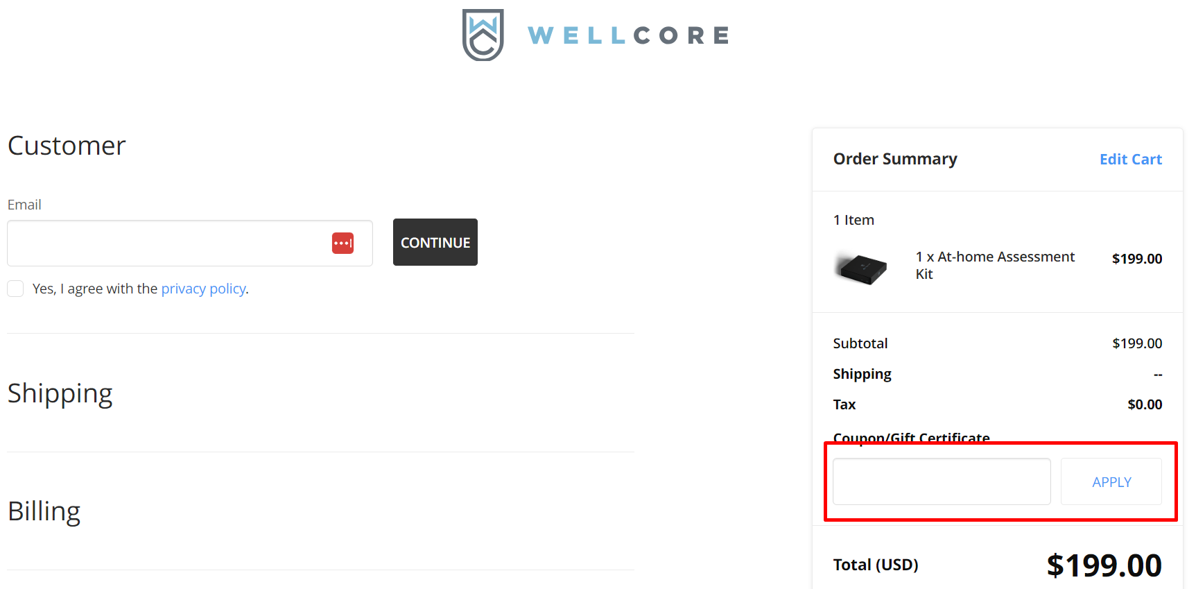 How do I use my Wellcore coupon code?