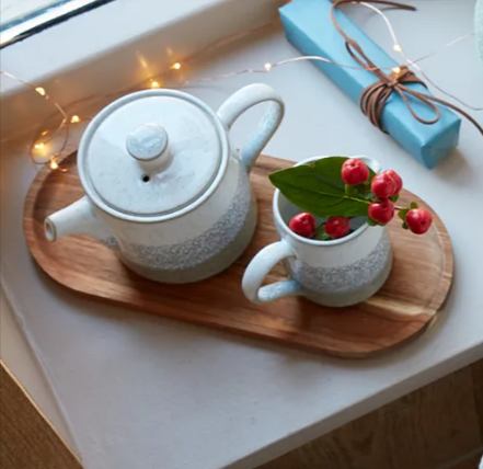 A Denby tea set with red cherries