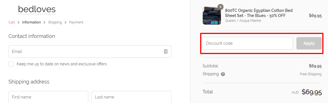How do I use my Bedloves discount code?
