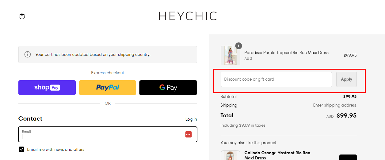 How do I use my Heychic coupon code?