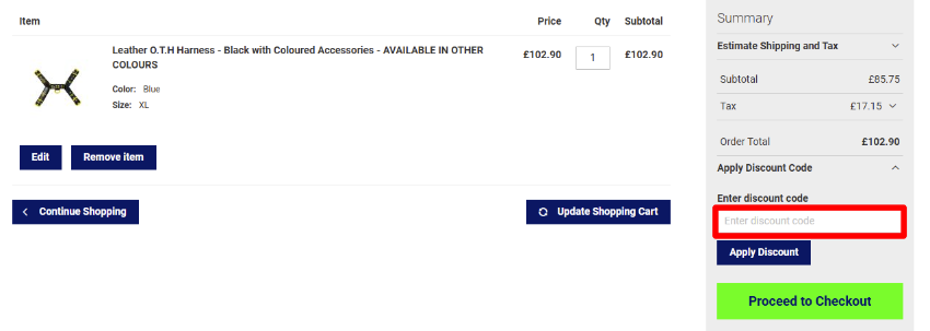 Paste your code in the red box and get your discount