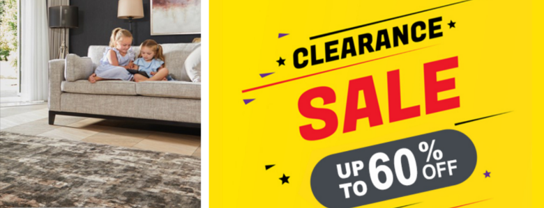 a Ashanti Rugs clearance sale on the Ashanti Rugs website with kids sitting on sofa