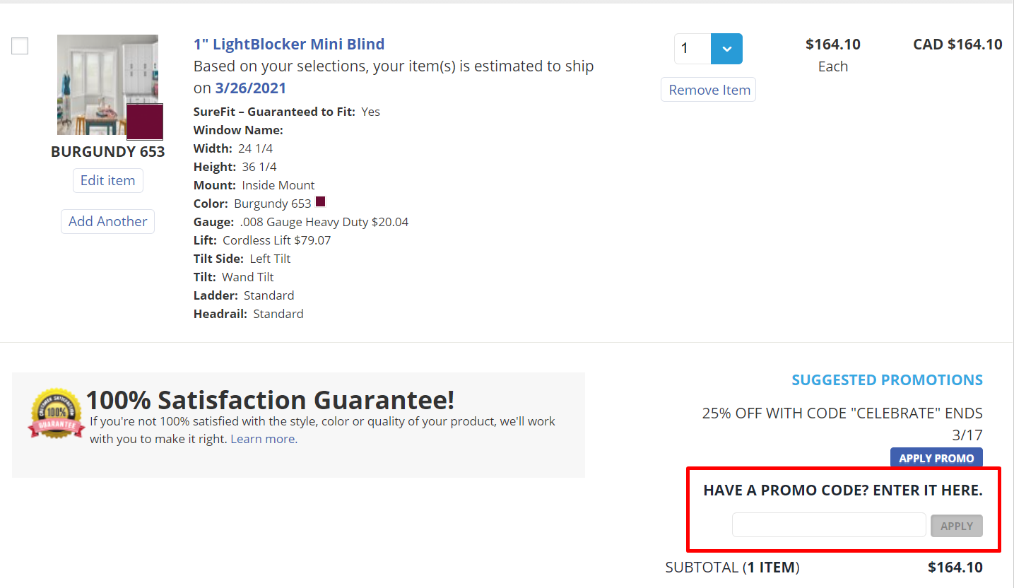How do I use my Blinds.com promo code?