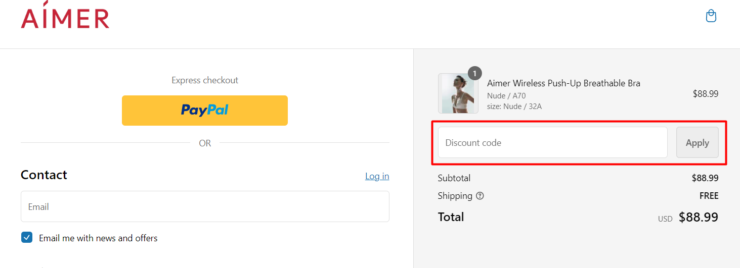 How do I use my Aimer discount code?