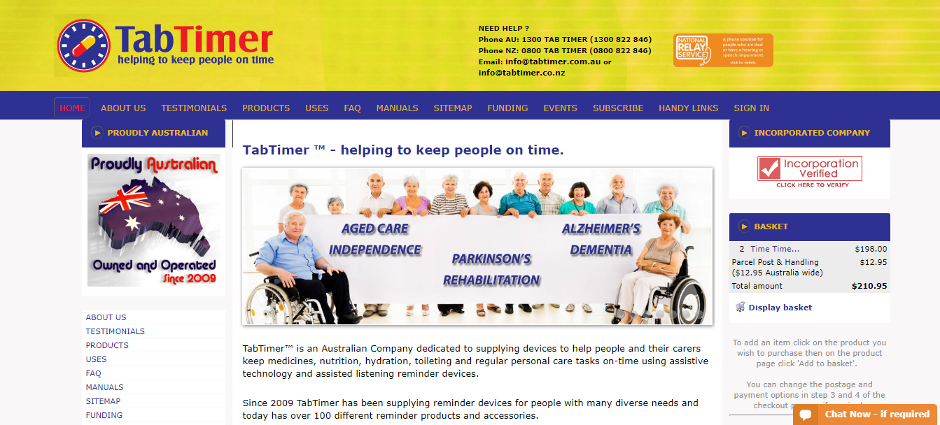 TabTimer Reminders Homepage