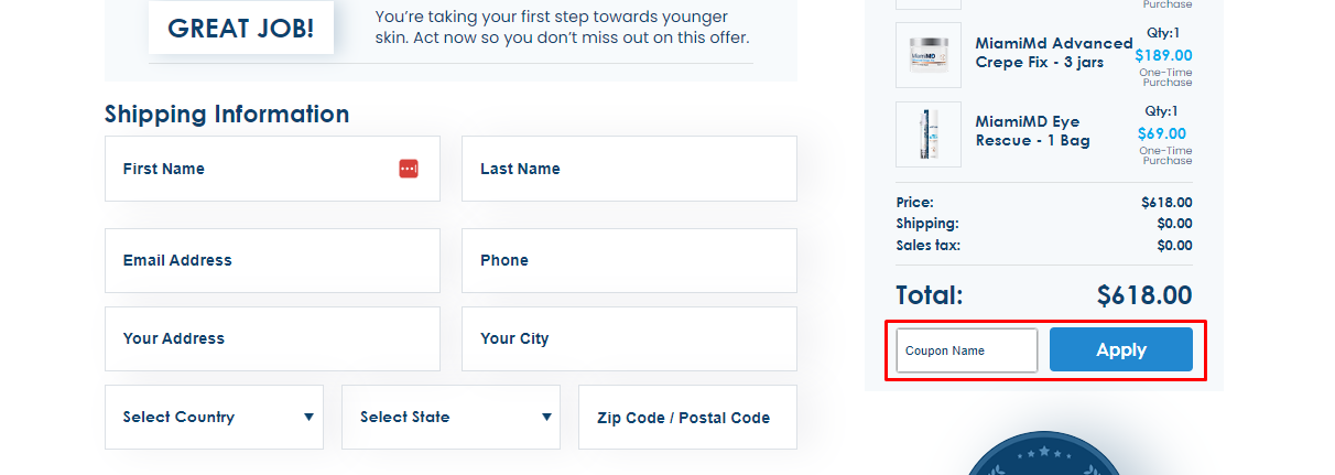 How do I use my MiamiMD coupon code?