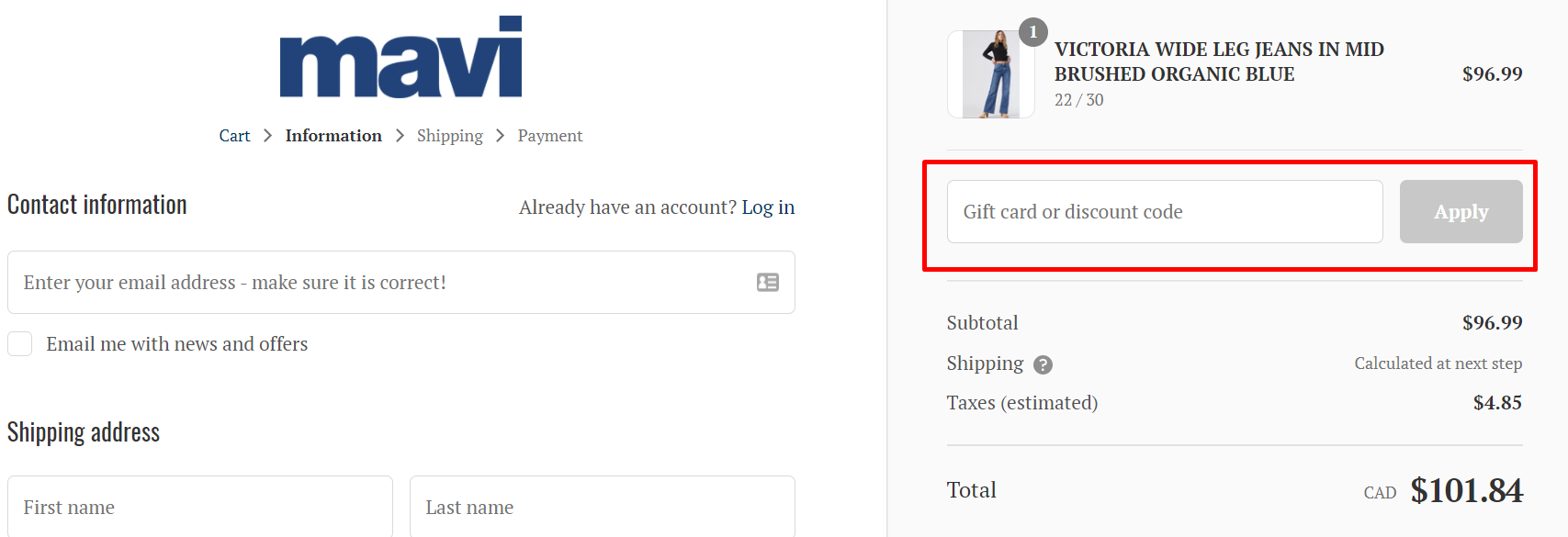 How do I use my Mavi discount code?