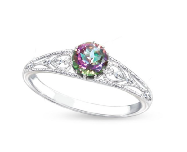 A picture of Bradford Exchange’s Shades Of Passion' Mystic Topaz Ladies' Ring with a white background