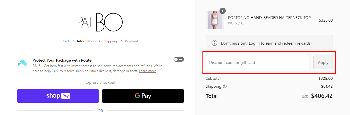 How do I use my PatBO discount code?