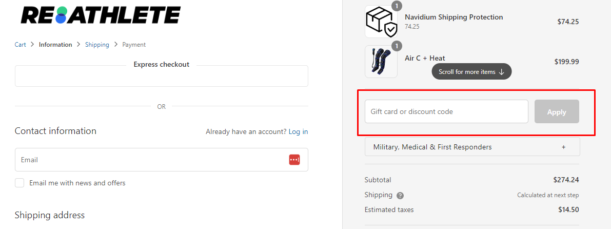 How do I use my REATHLETE discount code?