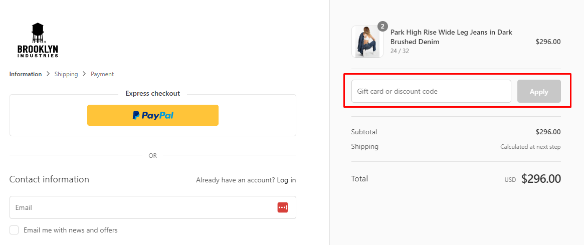 How do I use my Brooklyn Industries discount code?