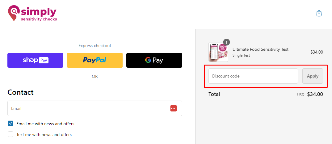 How do I use my Simply Sensitivity Checks discount code?