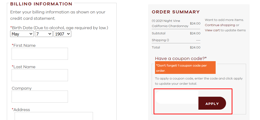 How do I use my Vine Oh! coupon code?