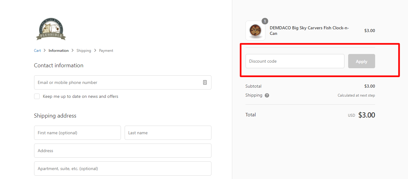 How do I use my PLUSHIBLE discount code?