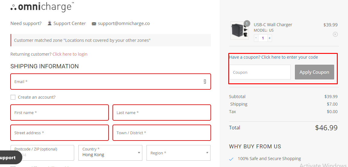 How do I use my Omnicharge coupon code?