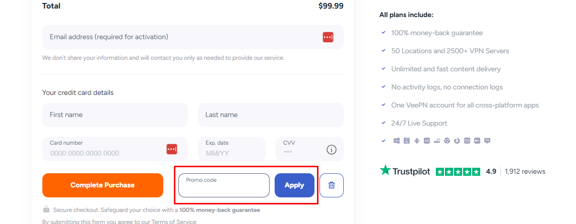 How do I use my VeePN promo code?