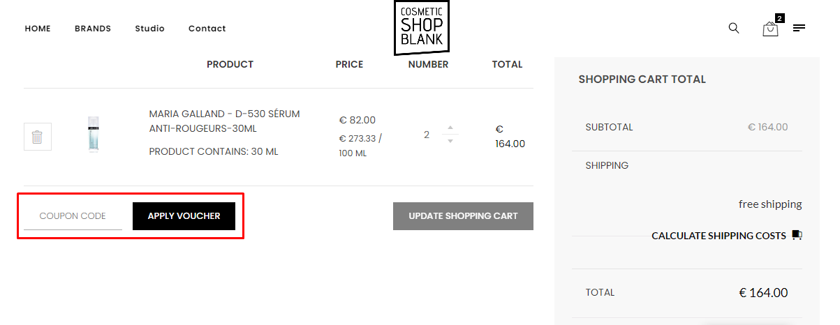 How do I use my Cosmetic Shop Blank coupon code?
