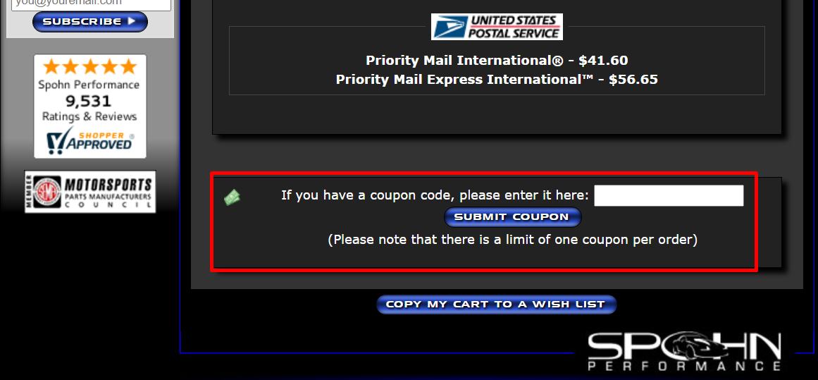 How do I use my Spohn Performance coupon code?