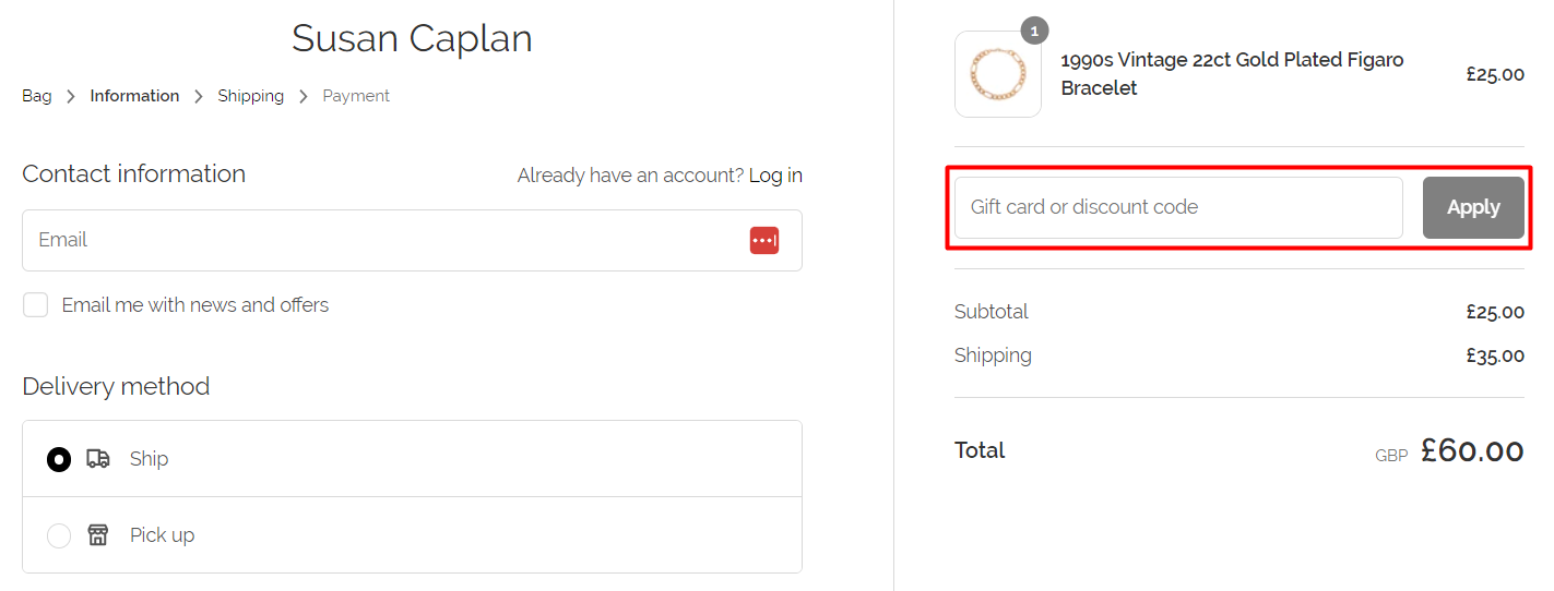 How do I use my Susan Caplan discount code?